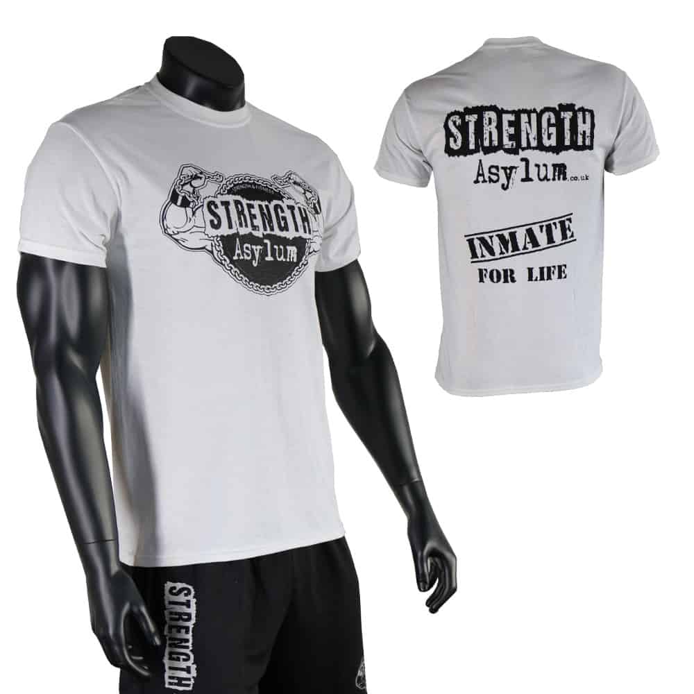 Strength Asylum T-Shirt (Inmate for Life in White)