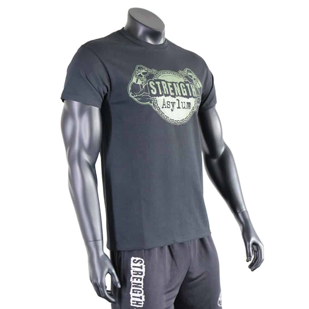 Strength Asylum T-Shirt (Original in Black With Green Print)