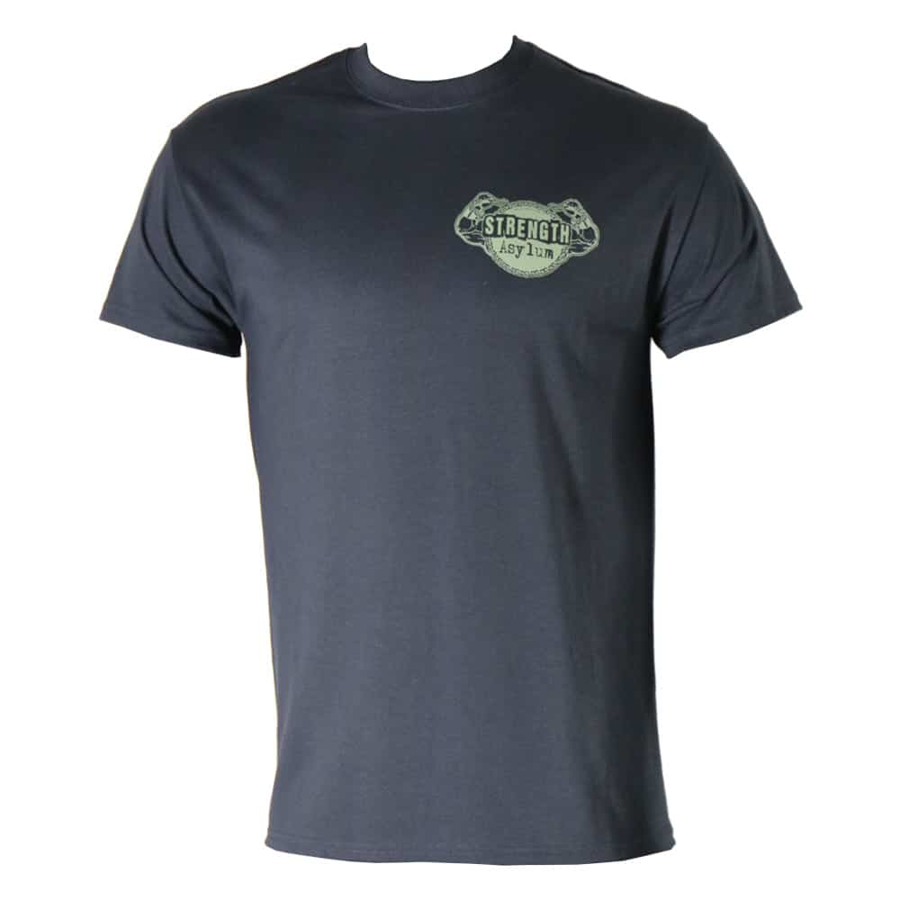 Strength Asylum T-Shirt (Vertical Style) Black With Green - Image 2