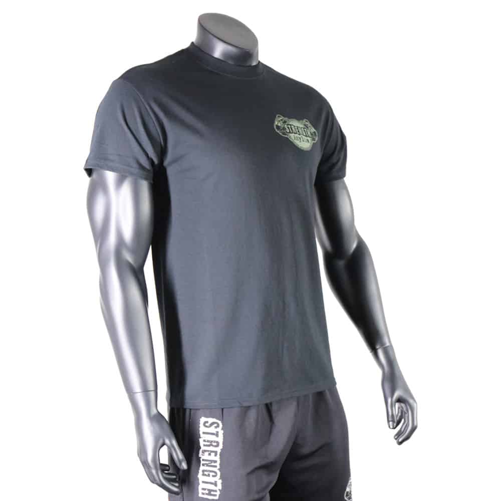 Strength Asylum T-Shirt (Vertical Style) Black With Green