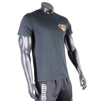 Strength Asylum T-Shirt (Vertical Style) Black With Gold