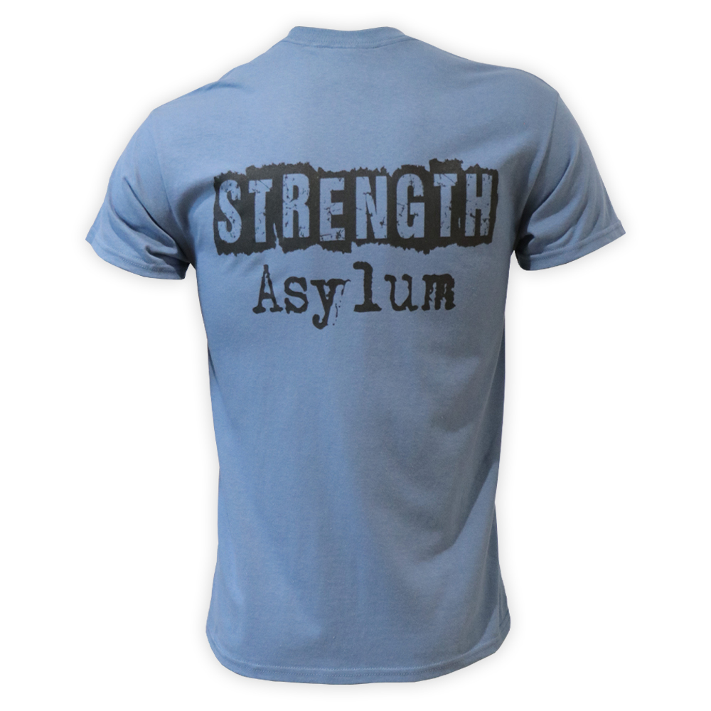 Strength Asylum T-Shirt (Original in Indigo with Black Print) - Image 3