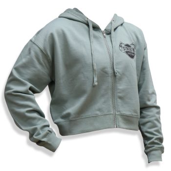 Cropped Zip Hoodie in Green
