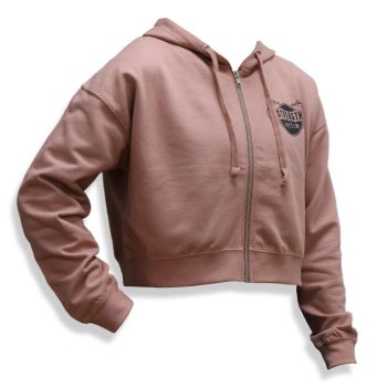 Cropped Zip Hoodie in Pink